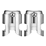 Champagne Stoppers with Stainless Steel, Sparkling Wine Stoppers with Food Grade Silicone Leak Proof, Suitable for Champagne, Cava, Prosecco, Sparkling Wine (2Pack)