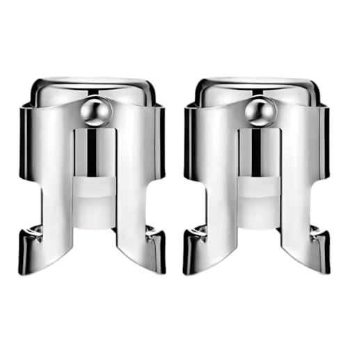 Champagne Stoppers with Stainless Steel, Sparkling Wine Stoppers with Food Grade Silicone Leak Proof, Suitable for Champagne, Cava, Prosecco, Sparkling Wine (2Pack)