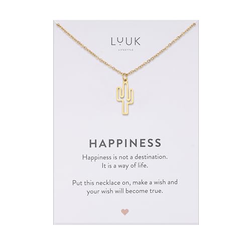 LUUK LIFESTYLE 14k gold plated Cactus plant lover pendant necklace,