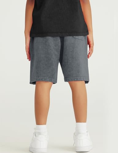 Flygo 2 Pack Boys Girls Cotton Shorts Acid Washed Active Pull On Jogger Shorts Kids Casual Athletic Loose Fit 5-14Y3