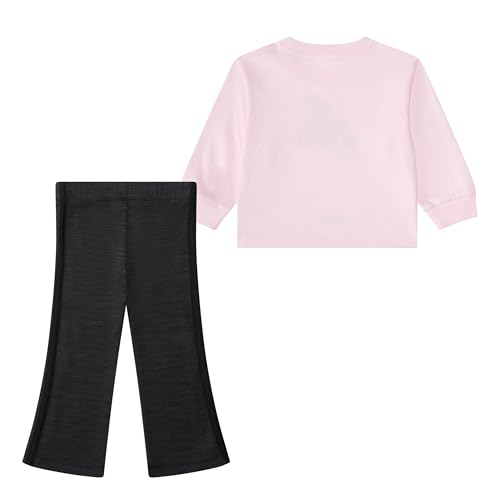 adidas Baby Girls 2-Piece Long Sleeve Graphic Tee & Flare Pant Set, Clear Pink, 18M2
