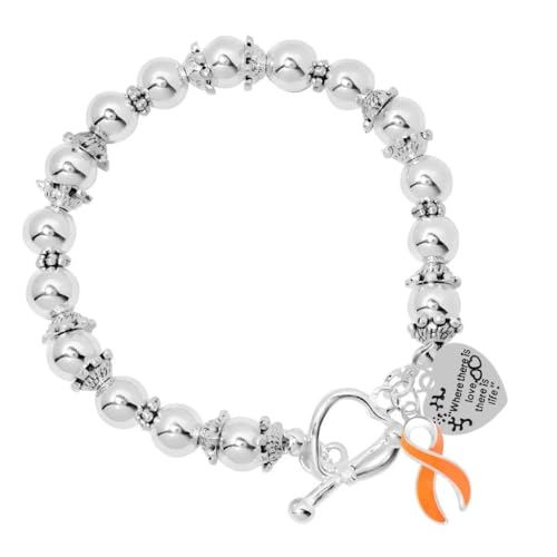 Leukemia Awareness Bracelets – Orange Ribbon Bracelets Perfect for Supports Research & Treatment - Ideal Gift for Family & Friend