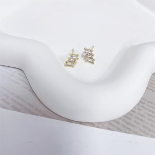 Brincos pequenos de zircônia cúbica de barra geométrica para mulheres e meninas, lindos pinos de pra