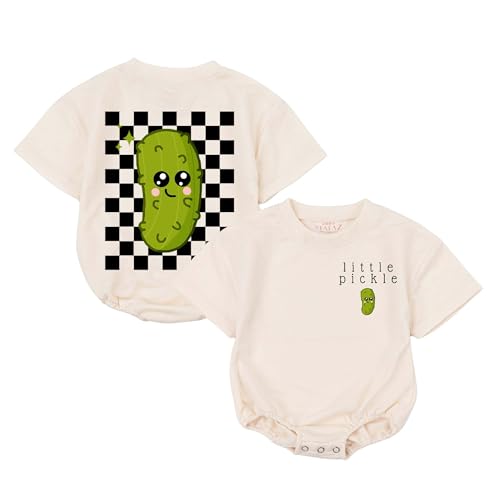 Image of STALOFAZ Little Pickle Baby Romper - Newborn Pickle Boy Girl Outfit Vegan Infant Sweatshirt Vegetable Clothes Shower Gift