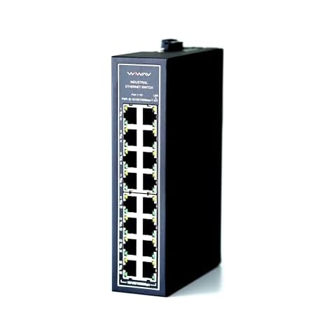 WIWAV WDH-16GT-DC 10/100/1000Mbps Unmanaged 16-Port Gigabit Industrial Ethernet Switches with DIN Rail/Wall-Mount (UL Listed, Fanless, -30°C~75°C) Cover
