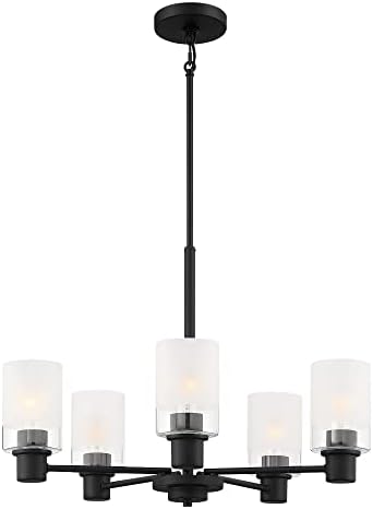DESIGNERS FOUNTAIN Cedar Lane 5-Light Chandelier, 25 Inch Ceiling Fixture for Kitchen, Dining Room, Bedroom, and Living Room, Matte Black, D236M-5CH-MB