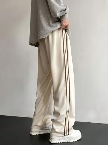 ZAFUL Mens Casual Joggers Sweatpants Color Block Side Striped Drawstrings Wide Leg Loose Pants with Pockets2