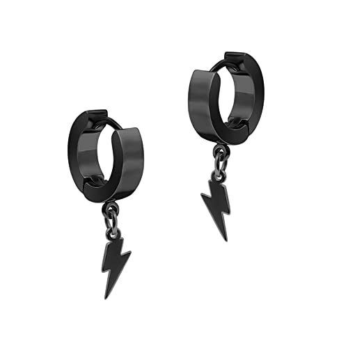 Lightning Bolt Dangle Huggie Hoop Earrings Unisex Punk Piercing Jewelry Drop Earrings #TOP1