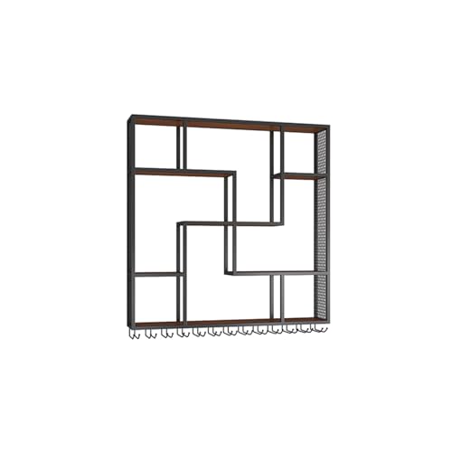 KISYHOLG Botellero Industrial de Pared, de Hierro, para Botellas, Moderno, Multifuncional, para decoración de hogar, Bar, Comedor (Negro, 120 x 20 x 120 cm)