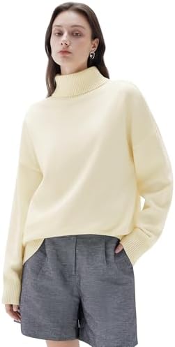 SUUKSESS Women Cashmere Blend Oversized Turtleneck Pullover Sweat...