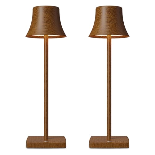 SAKRINGT 2 Pack LED Cordless Table Lamps Rechargeable,5000mAh Battery Operated Table Light,3 Color Stepless Dimming,Portable Small Table Lamp for Patio Restaurant Outdoor
