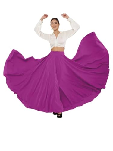 Image of Women's American Crepe Blooming Flared Long for Traditional Stitched A-line Flare Skirt for Girls with 12 Meter Flare 40inch Height