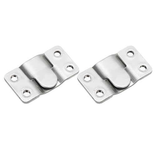Image of PATIKIL Flush Mount Bracket 53x30mm, 2 Pairs Interlocking Hanging Buckle Stainless Steel Wall Mount Hanger Hook for Picture Frame, Art, Clock, Shelves, Mirrors, Silver Tone