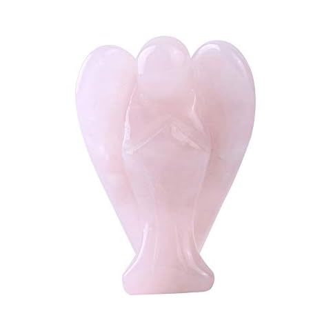Crystals Angel Figurine Rose Quartz Gemstone Peace Angel Statue Pocket Figurines Guardian Healing Worry Stone 2 Inch (Rose Quartz) … Cover