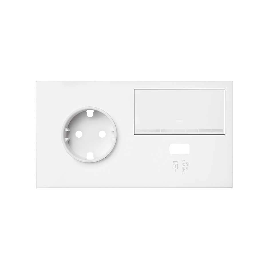 SIMON 10021209-230 - Kit frontale 2 ele.1 base + 1 int.regulable + cargador USB izquierda