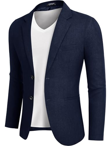 Blazer décontracté pour homme veste de costume légère bleu marine coupe confort XX-Large.