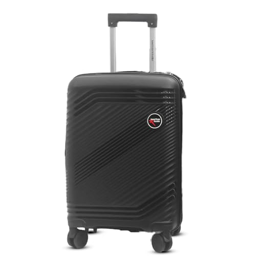 Image of AMERICAN TRAVELLER Tourisalined Trolley Bag| Polypropylene Hard Shell Luggage | Waterproof & Expandable Suitcase for Travel | 8 Smooth Spinner Wheels | Durable Travel Trolley Bag (20, Black)