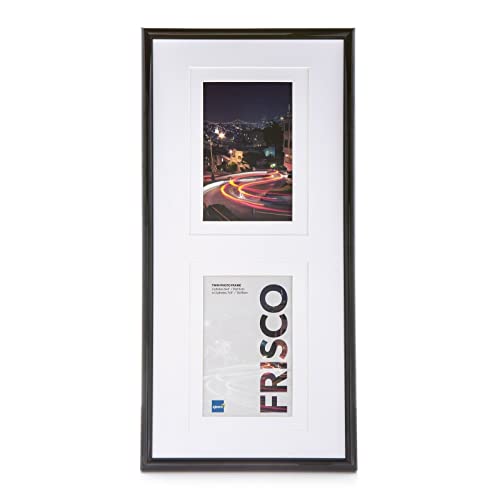 Kenro Frisco Twin Black Photo Frame 6x4 inch / 10x15cm or 7x5 inch / 13x18cm with White Mount Portrait - FRC1015B/2