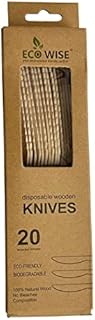 Best House EcoWise Biodegradable, Compostable, Disposable Wooden Knives, 100% Natural Wooden knife/Knives - Pack of 100 Pcs Ideal for Wedding, Picnic, Party, Office Use