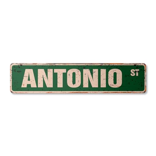 Antonio Vintage Aluminum Street Sign Childrens Name Room Metal Sign