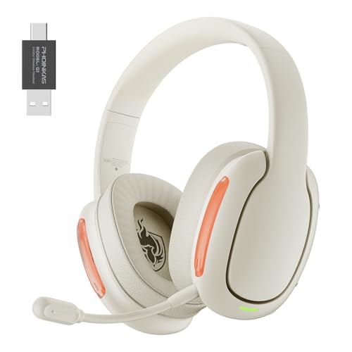 Auriculares Gaming inalámbricos 2,4 GHz para PS4/PS5/PC/Switch, con micrófono Desmontable y cancelación de Ruido, Sonido estéreo 7.1 y Modo con Cable de 3,5 mm para Xbox Series (White)