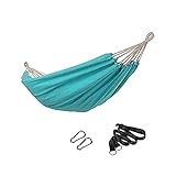 CUELGA EN TODAS PARTES: la hamaca incluye 2 correas de montaje y mosquetones, para que pueda colgar la hamaca en el exterior sin ningún problema. Encuentre un lugar tranquilo, 2 árboles fuertes y tome una siesta afuera
