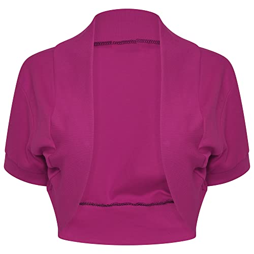 Image of Loxdonz Girl's Short Sleeve Shrug Childrens Kids Cotton Cardigan Bolero Shrug Jacket