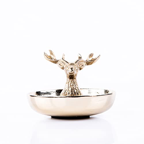 GIBOX Deer Jewelry Ring Holder Showpiece | Ring Storage Tray for Home | Aluminum Jewellery Organiser Tray | Decorative Ring Holder Tray for Woman, Girls | Trinket Dish Ring Holder for Wife | Necklace and Ring Organizer