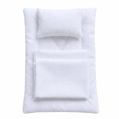 Image of Laddu Gopal Bed Set, White, Cotton, 8 Inch, with Mattress, Pillow and Blanket for Bal Gopal Idol