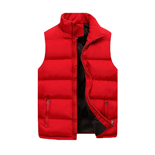 Chaleco de invierno para hombre, parka acolchada de algodón rojo en talla L