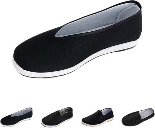 Unisex Traditional Chinese Martial Arts Slip-On Shoes, Old Beijing Canvas Footwear with Non-Slip Rubber Sole, Lightweight and Breathable (3 42)3