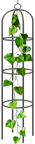 PRADICHI 1.9m Black Metal Garden Arch - Heavy Duty Powder-Coated Steel Arbor for Climbing Plants & Roses - Decorative Pergola for Weddings Walkways & Outdoor Events (Pack of 1 Garden Obelisk)