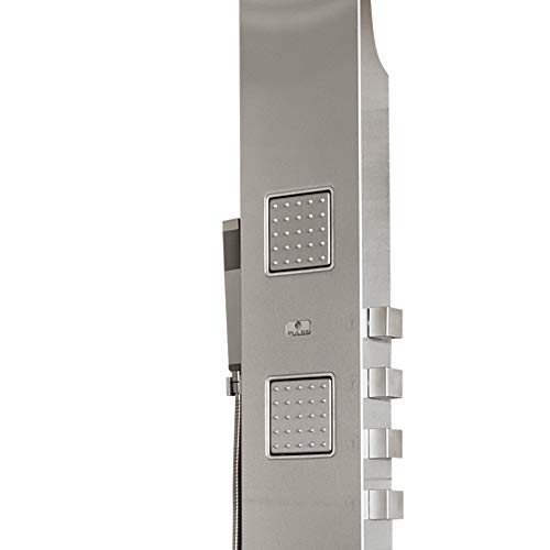 Pulse Showerspas 1034 Waimea Showerspa Panel With 6" Rain/Waterfall Showerhead, 3 Oversize Body Sprays, Hand Shower, Brushed Matte Stainless Steel Finish #TOP1
