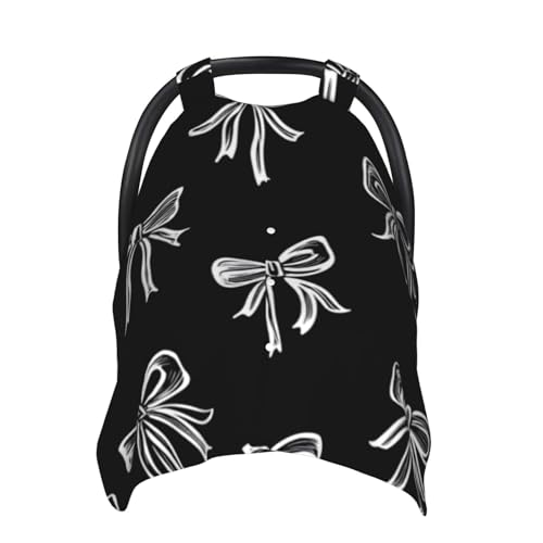 Black White Bows Baby Car Seat Cover