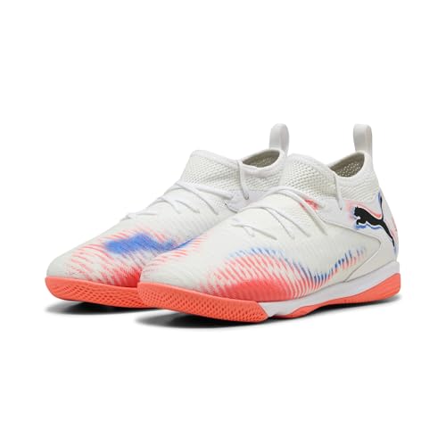 PUMA Unisex Kinder Future 8 Match It + Mid Jr Fussballschuh, Puma Weiß Puma Schwarz Leuchtendes Rot, 33 EU