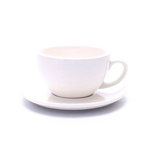 Comparison: Best Cups For Latte Art 8 Coffeezone Latte Art Ceramic Cup and Saucer Cappuccino Fine Porcelain, Mate for Coffee Shop and Barista (Glossy White, 10.5 oz)