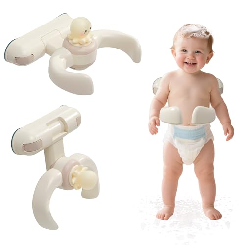 Baby Shower Stand, Adjustable Wall-Mounted Baby Shower Standing Support, Foldable Bath Stand for Infants 636 Months, Toddler Standing Assistance, Easy Install (Cute Octopus)