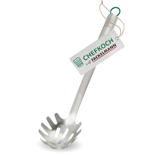 Chefkoch trifft Fackelmann – Premium Spaghettilöffel aus Edelstahl 18/10, Ergonomischer Griff, Spülmaschinengeeignet, Ideal für Pasta-Liebhaber