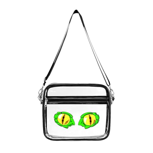 Dinosaur Eyes Large Crossbody Bag Clear Stadium Bag Anti-Theft Side Shoulder Bags Messenger Bag with 2 Compartments