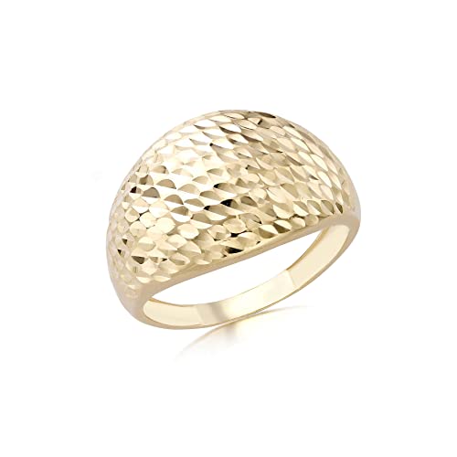 Bague dôme graduée diamantée or 9 ct femme anneau bombé Carissima taille T