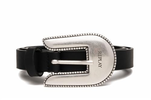 Ceinture femme Replay noire accessoire de mode en cuir ajustable pour pantalon