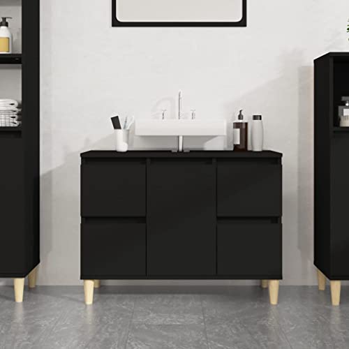 Lauuoeriau Home & Garden,Muebles de fregadero negro 80 x 33 x 60 cm madera de ingeniería