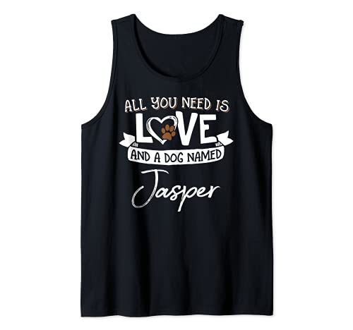 Cute Dog Named Jasper Design for Women and Men Tank Top, Black