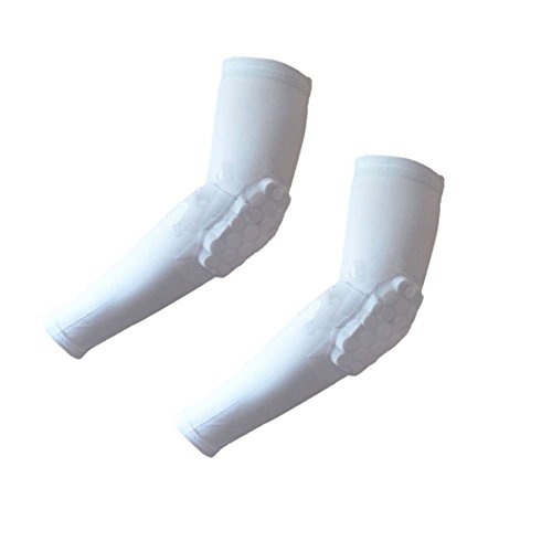 Grofitness Coudière, manches rembourrées antidérapantes pour baseball, basketball, football, cyclisme - 1 Paire, blanc, moyen Cover