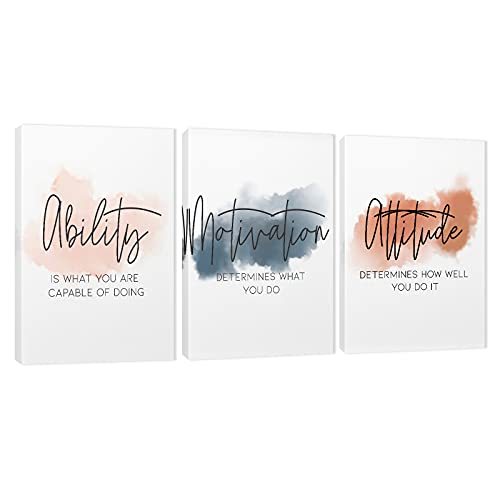 3 Piece Inspirational Canvas Wall Art, Quotes Motivational Mindset Print