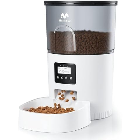 IMIPAW Automatic Cat Feeders, 3L Timed Cat Dry Food Dispenser, Dual Power Supply, Programmable Portion Size, 1-6 Meals Per Day, Auto Pet Feeder for Cats and Small Dogs Cover