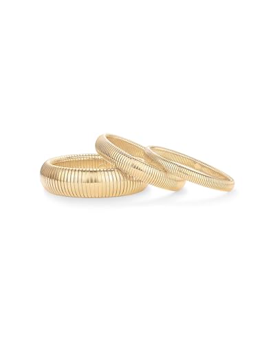 PAVOI Stainless Steel 14K Gold Plated Waterproof Flexible Stretch Chunky Bangle for Women | Cobra Bracelet4
