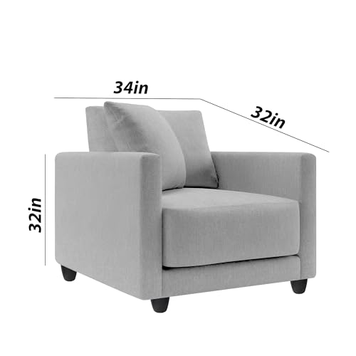 Image of Casaliving Dominic 1 Seater Sofa Set for Living Room (Grey Fabric) Premium Fabric Sofa