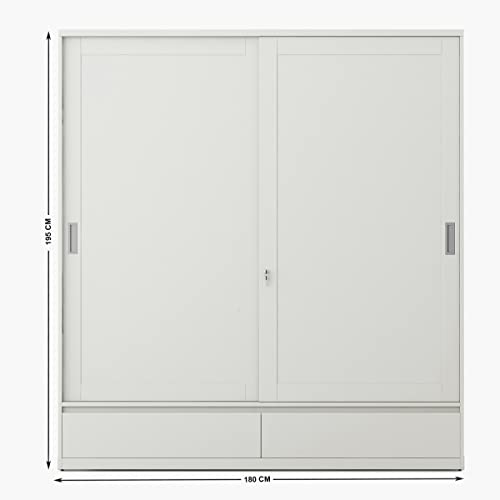 Image of Home Centre Helios Reynan 2-Door Sliding Wardrobe - White (Engineered Wood)