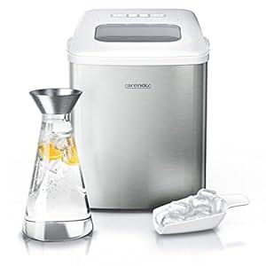 Arendo – Eiswürfelmaschine Edelstahl – Testsieger – Eiswürfelbereiter 2 Liter – Ice Cube Maker Maschine – Eiswürfelautomat – mit Kühlung – Eiswürfel Größen Klein + Groß – ABS – BPA frei